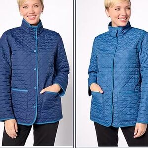 Lands End Primaloft Reversible Quilted Barn Jacket Navy/Glen Check Size X-Large